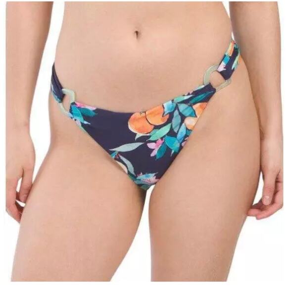 La Blanca Sunshine Navy Peach Halter Fruit Floral 2 Piece Bikini Swimsuit Set 8 - Picture 2 of 12